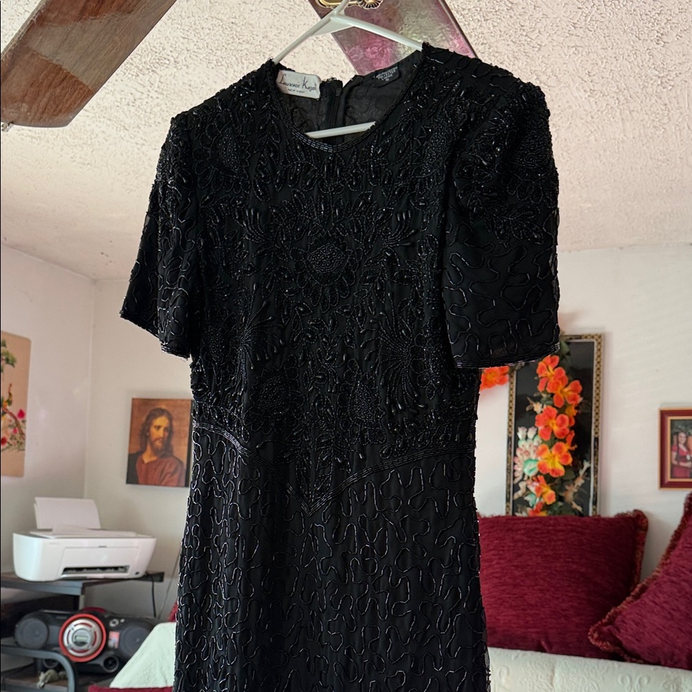 Karen Kane Black Beaded Long Sleeve Dress
